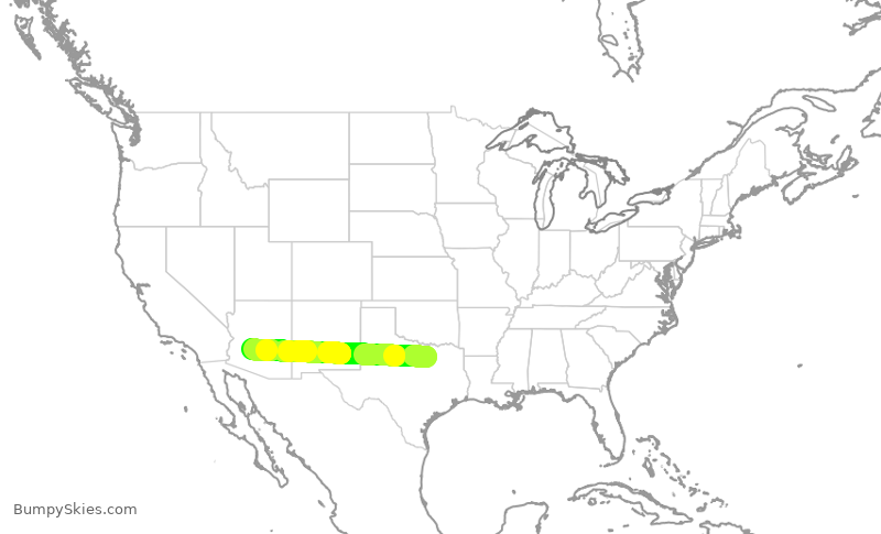 Turbulence forecast map for FFT9044, DFW to GYR