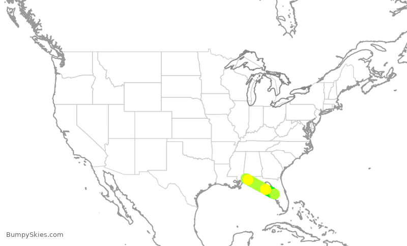 Turbulence forecast map for FFT9059, BFM to TPA