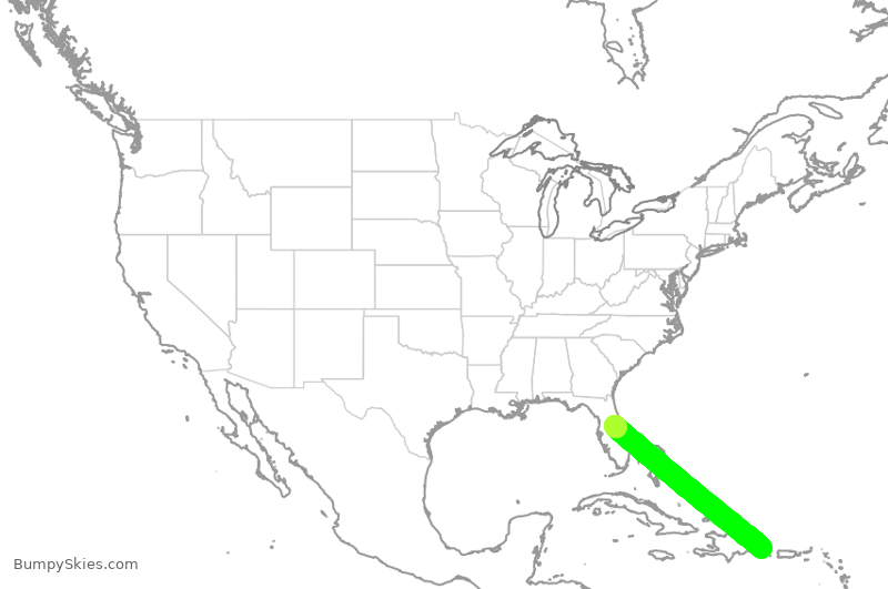 Turbulence forecast map for FFT9137, PUJ to MCO