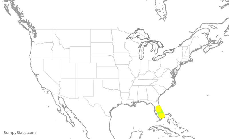 Turbulence forecast map for FFT9307, FLL to MCO