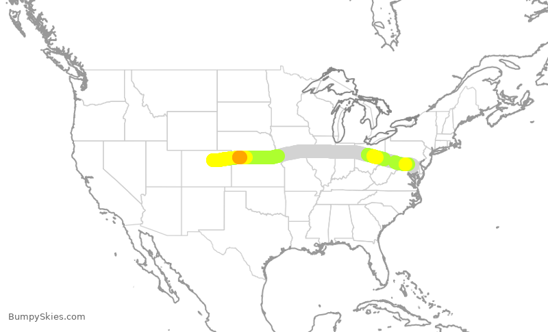 Turbulence forecast map for FFT9409, DEN to BWI