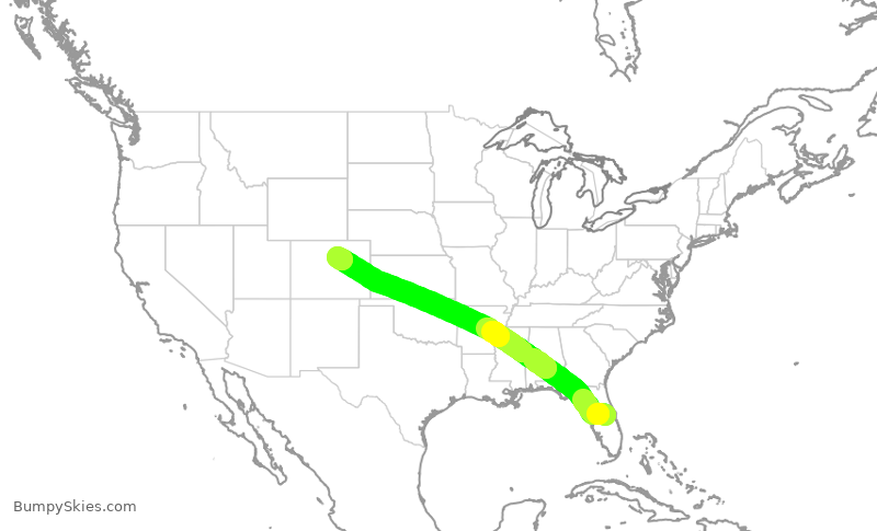 Turbulence forecast map for FFT9430, MCO to DEN