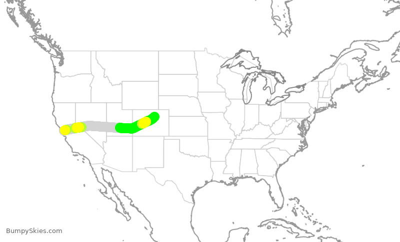 Turbulence forecast map for FFT9443, SFO to DEN