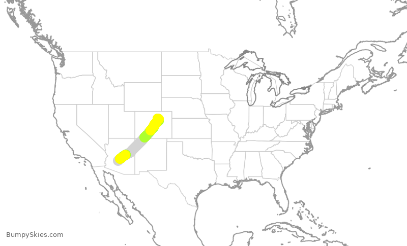 Turbulence forecast map for FFT9463, DEN to PHX