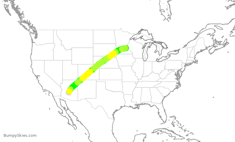 Turbulence forecast map for FFT9469, PHX to MSP
