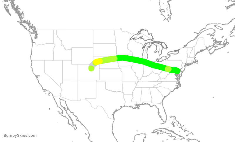 Turbulence forecast map for FFT9476, DEN to BWI