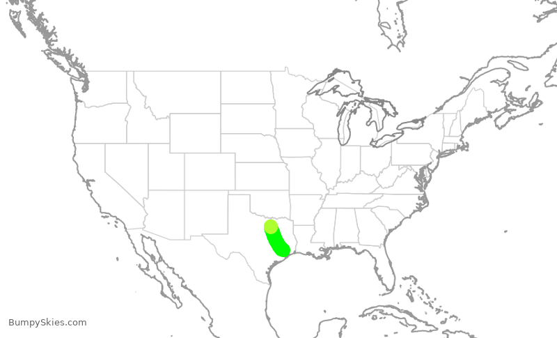 Turbulence forecast map for FFT9520, DFW to IAH