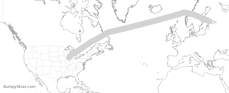 Turbulence forecast map for FIN10, ORD to FHK
