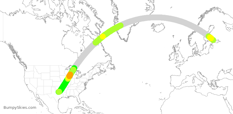 Turbulence forecast map for FIN19, HEL to DFW