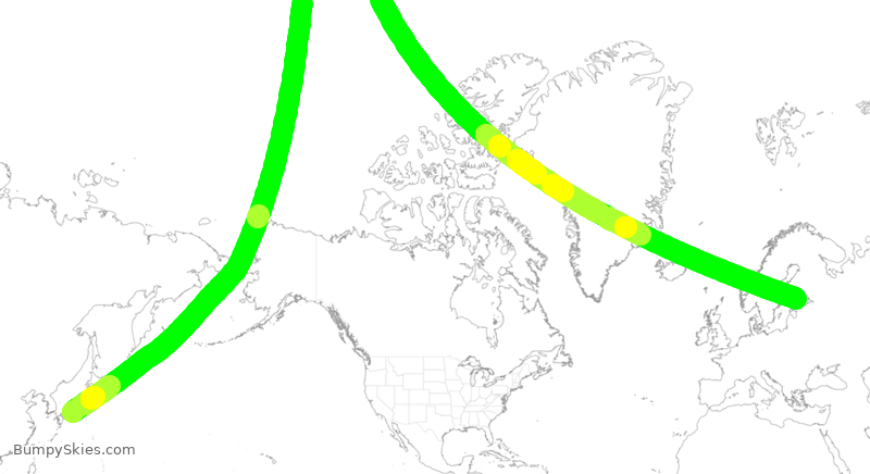 Turbulence forecast map for FIN68, KIX to HEL