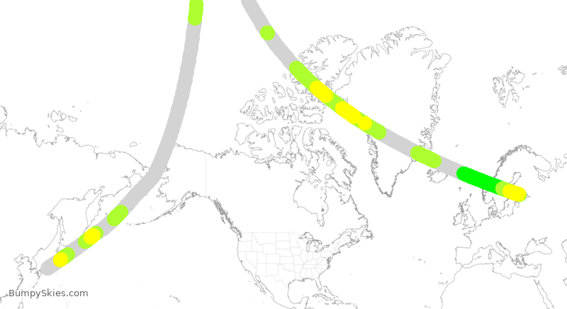Turbulence forecast map for FIN70, KIX to HEL