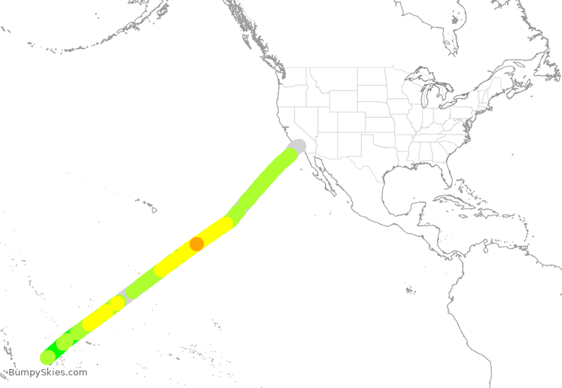 Turbulence forecast map for FJI1811, LAX to NAN