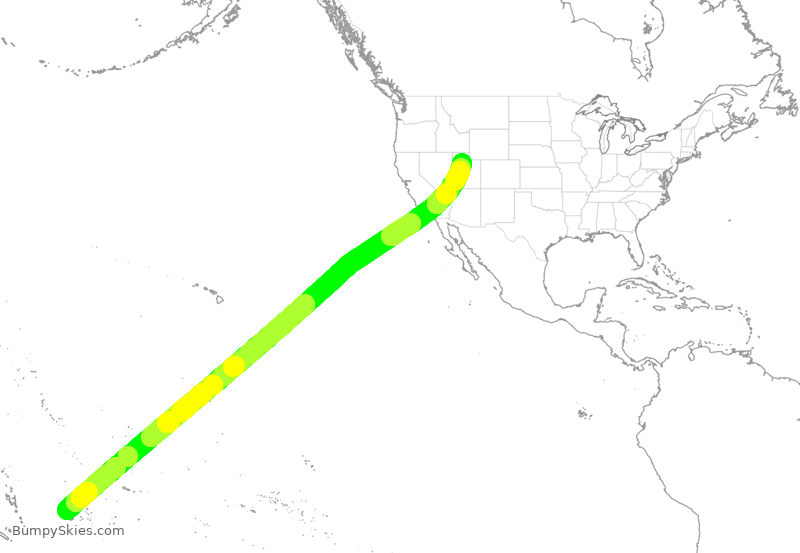 Turbulence forecast map for FJI2804, NAN to SLC