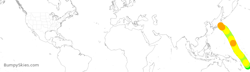 Turbulence forecast map for FJI350, JAA to FFN