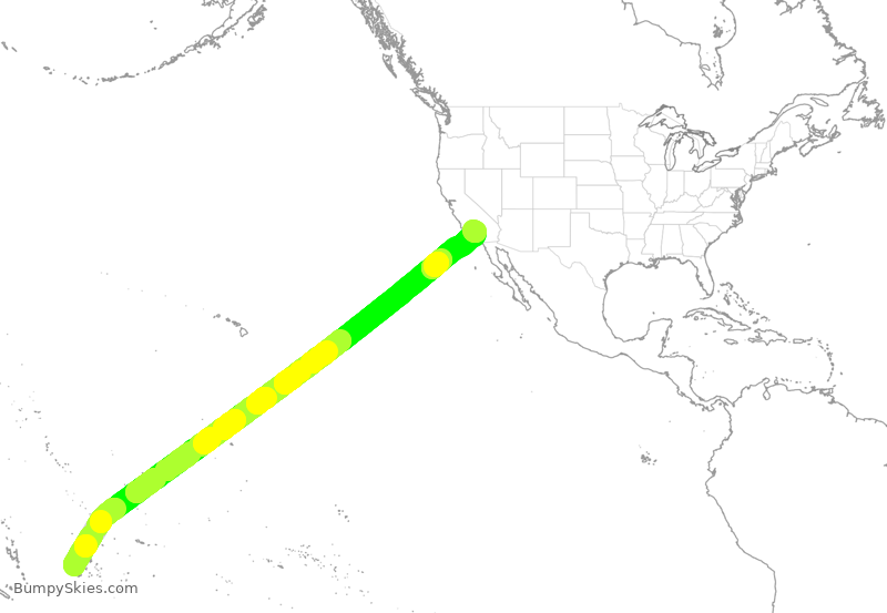 Turbulence forecast map for FJI810, FFN to LAX