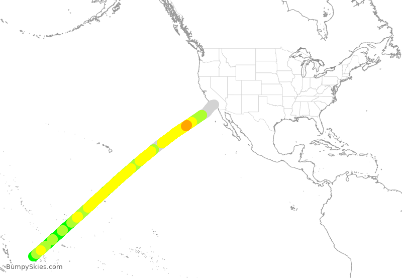 Turbulence forecast map for FJI811, LAX to FFN