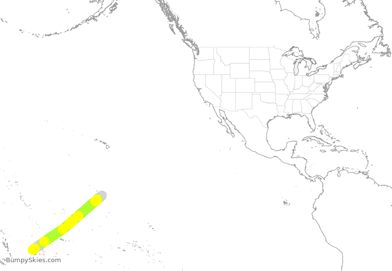 Turbulence forecast map for FJI822, NAN to CXI