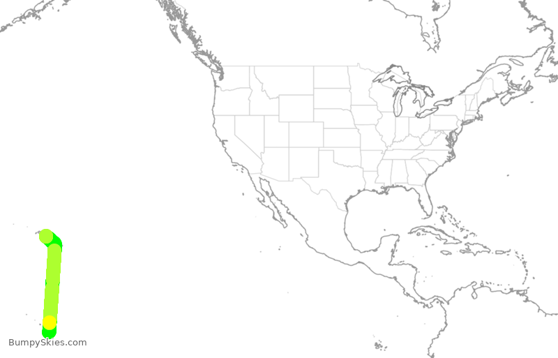 Turbulence forecast map for FJI822, CXI to HNL