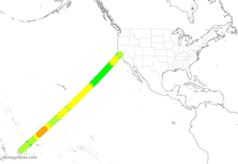 Turbulence forecast map for FJI870, NAN to SFO