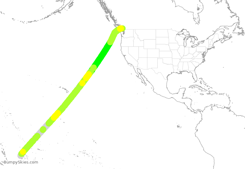 Turbulence forecast map for FJI880, NAN to YVR