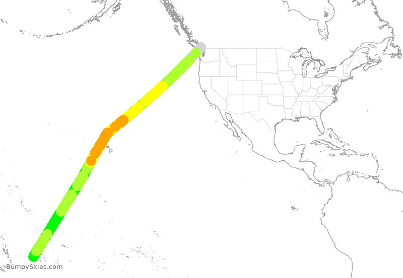 Turbulence forecast map for FJI881, YVR to FFN