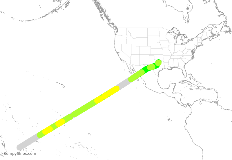 Turbulence forecast map for FJI890, NAN to DFW