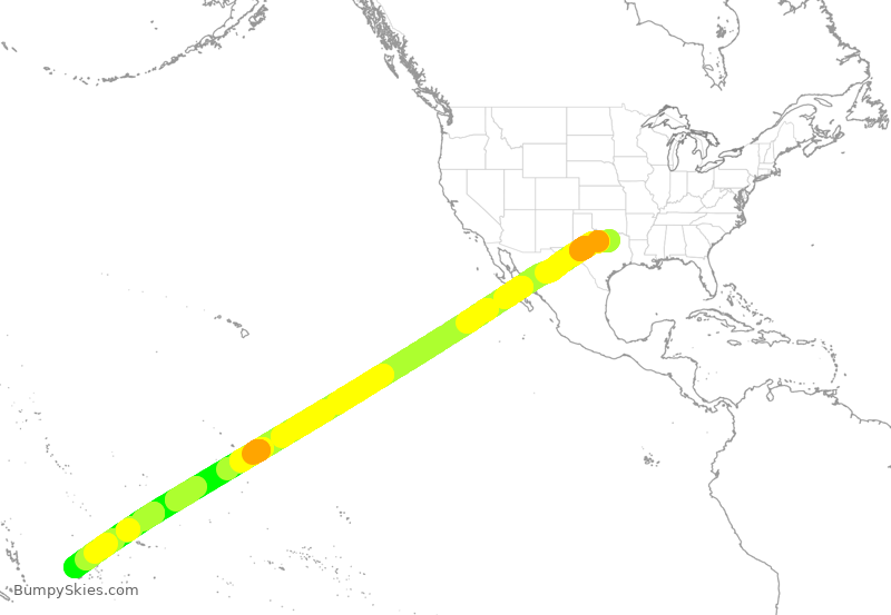 Turbulence forecast map for FJI891, DFW to FFN