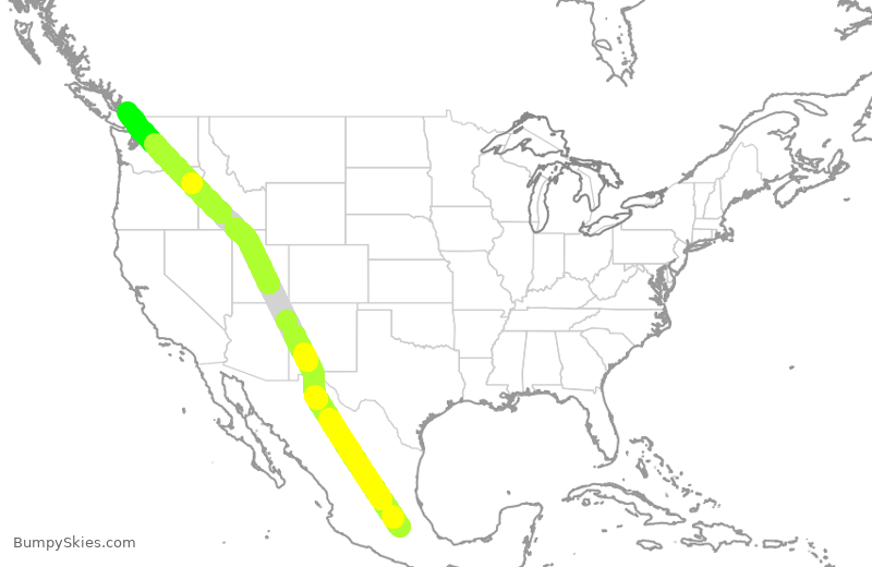 Turbulence forecast map for FLE2821, MMX to YVR