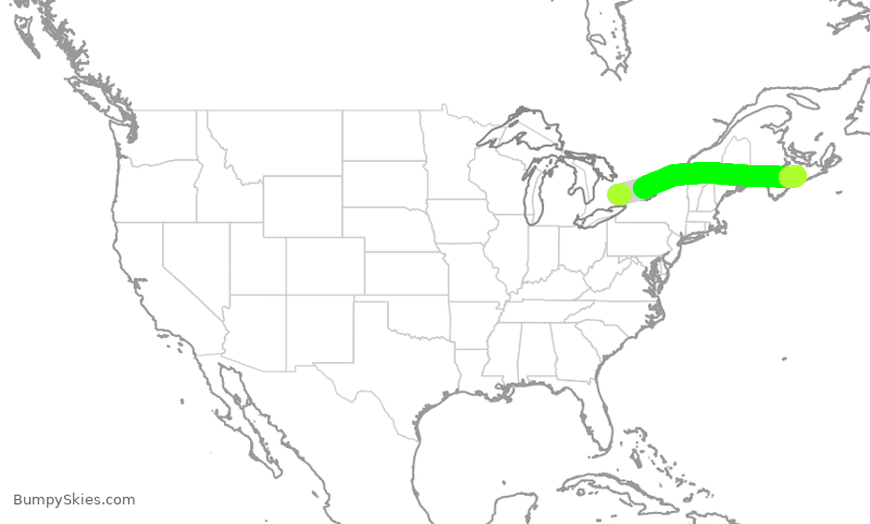 Turbulence forecast map for FLE654, YYZ to YHZ