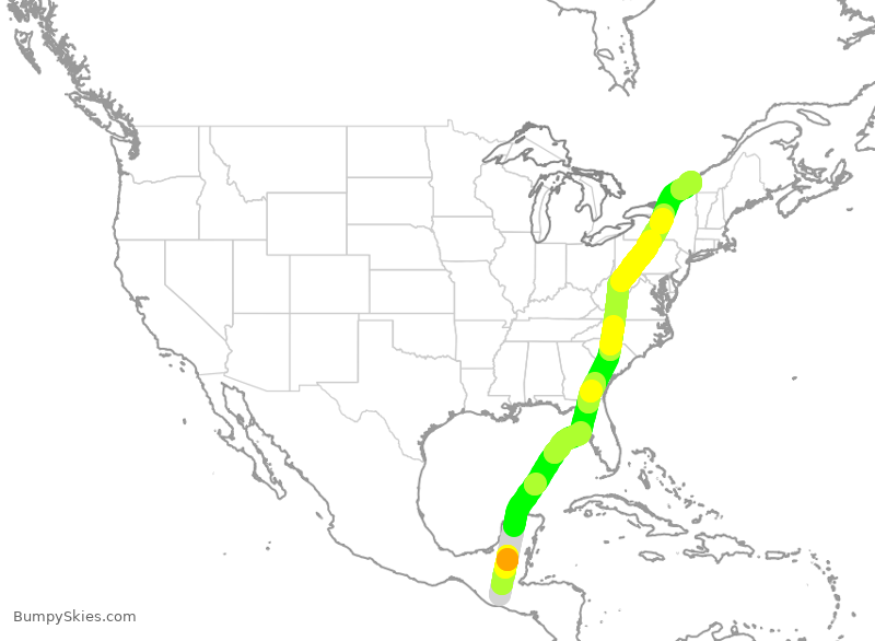 Turbulence forecast map for FLE7155, GGT to YUL