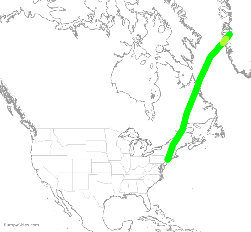 Turbulence forecast map for FLE7301, JFK to SFJ