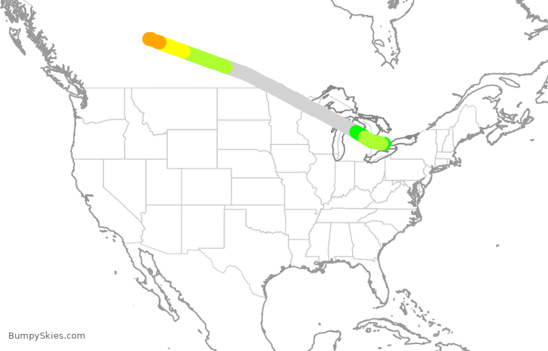 Turbulence forecast map for FLE790, YEG to YKF