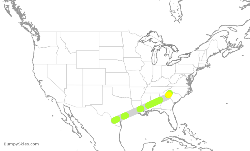 Turbulence forecast map for FRG759, LRD to GSP