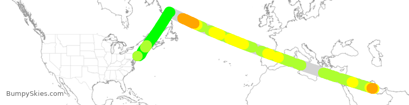 Turbulence forecast map for GFA091, BAH to JFK