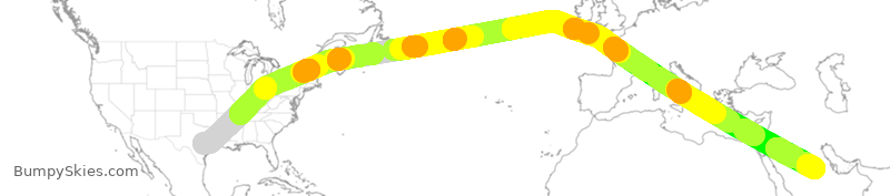 Turbulence forecast map for GFA2090, AUS to RUH