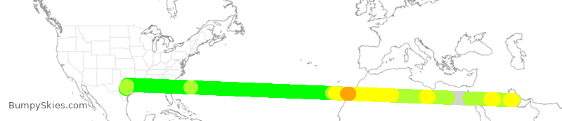 Turbulence forecast map for GFA2091, BAH to AUS