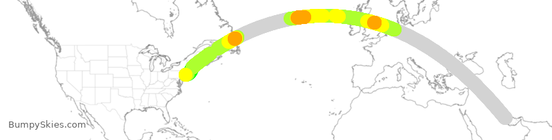 Turbulence forecast map for GFA91, BAH to JFK