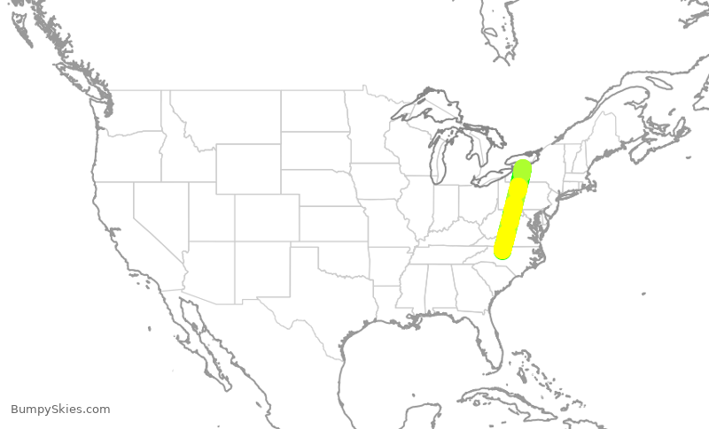 Turbulence forecast map for GJS3392, ROC to GSO