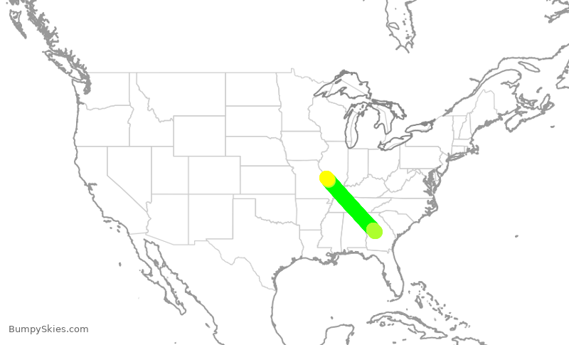 Turbulence forecast map for GJS3395, STL to MCN