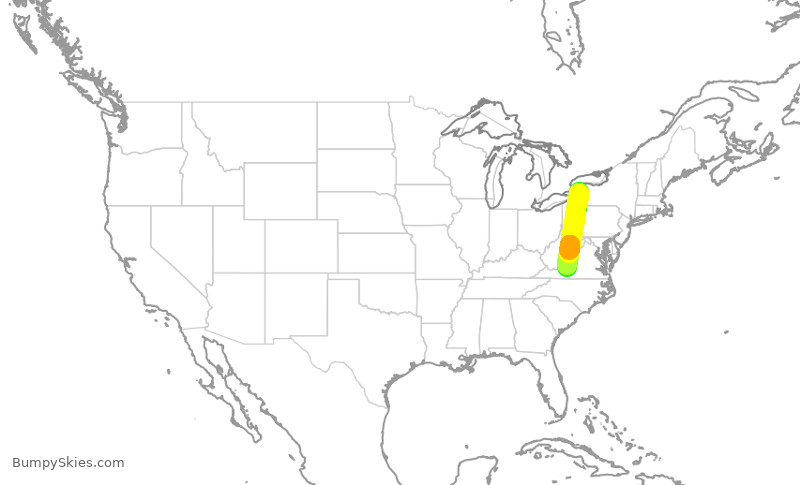 Turbulence forecast map for GJS3398, BUF to ROA