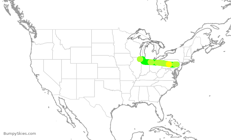 Turbulence forecast map for GJS4175, ABE to ORD