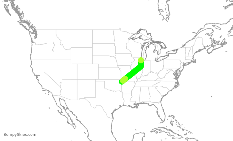 Turbulence forecast map for GJS4175, ORD to XNA
