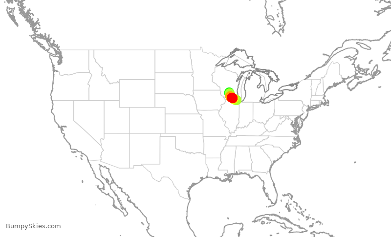Turbulence forecast map for GJS4178, MSN to ORD