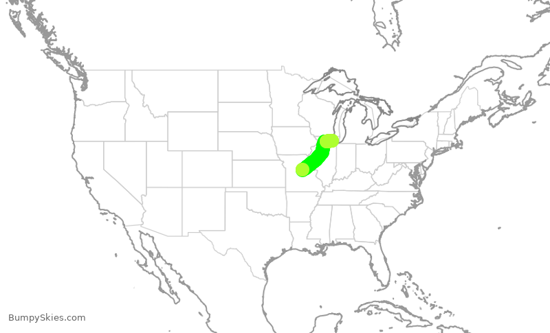 Turbulence forecast map for GJS4179, COU to ORD