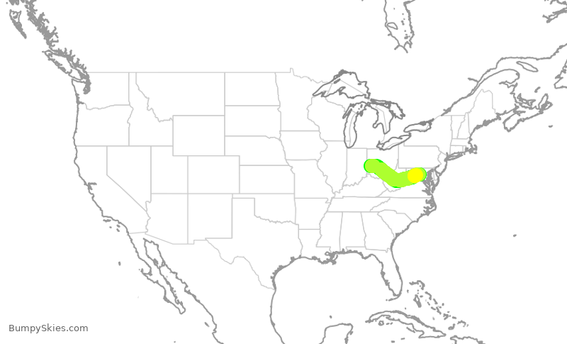 Turbulence forecast map for GJS4181, DAY to IAD