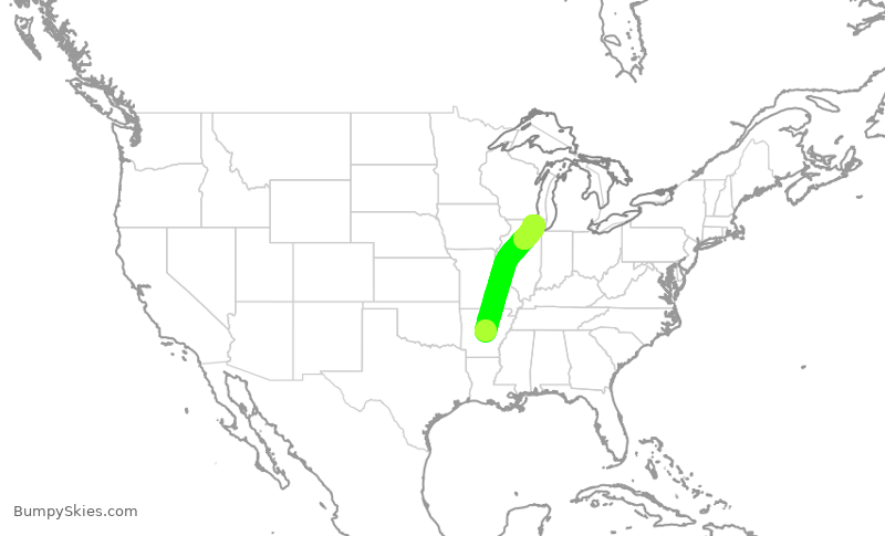 Turbulence forecast map for GJS4182, LIT to ORD