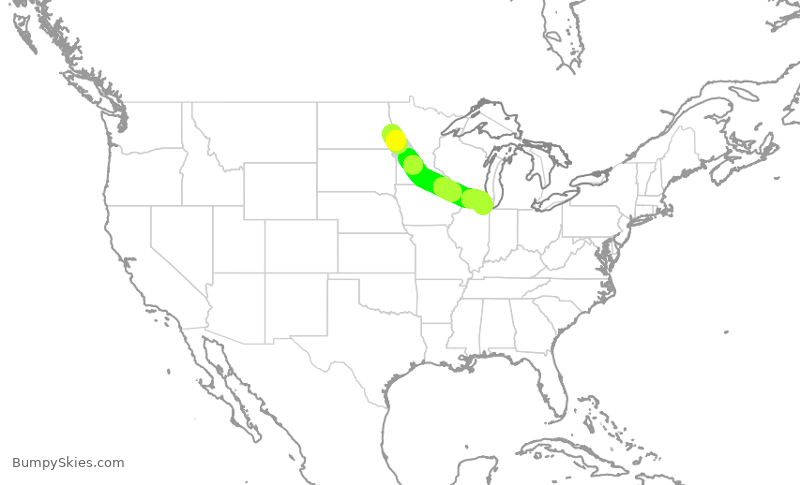 Turbulence forecast map for GJS4186, FAR to ORD