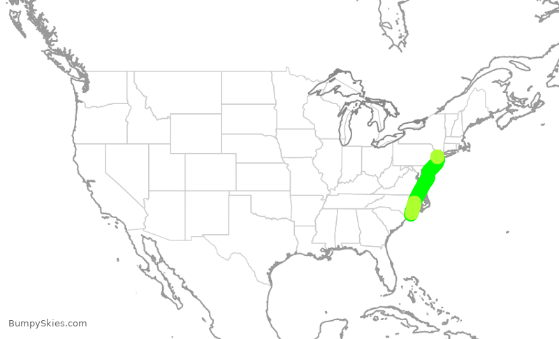 Turbulence forecast map for GJS4188, EWR to ILM