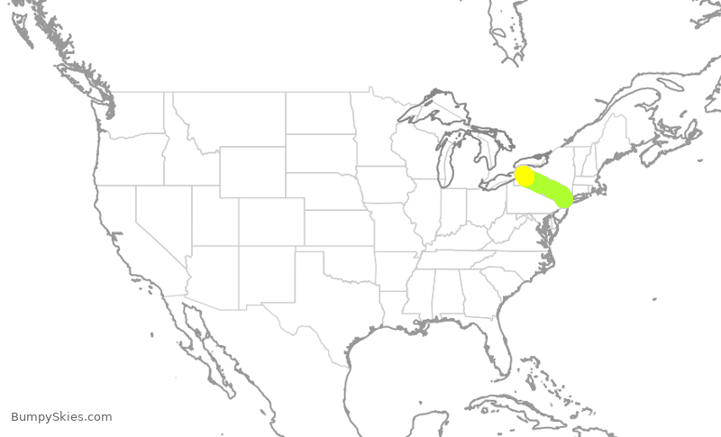 Turbulence forecast map for GJS4190, EWR to BUF