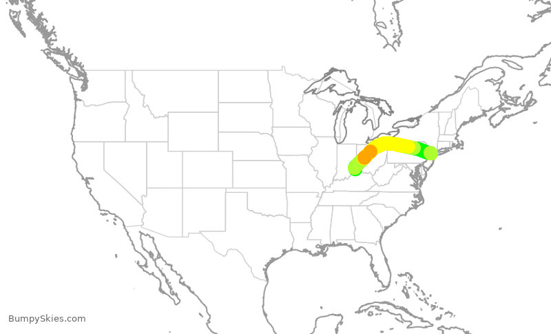 Turbulence forecast map for GJS4192, CVG to EWR